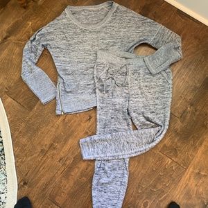 Athleta Sweats Medium Ankle Joggers  and Large Sweatshirt  Gray Space Dye